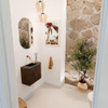 Mondiaz JOYA-DLUX 51.6cm toiletmeubel - ronding rechts kleur Walnut - Wastafel FAYE positie Links Zonder kraangat kleur Lava. SW1422465