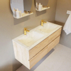 MONDIAZ VICA-DLUX Ensemble meuble de salle de bains - 120cm - meuble bas Washed oak - 4 tiroirs - lavabo encastré cloud double - 2 trous de robinet - version haute 60cm - opalo SW1088423