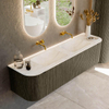 Mondiaz KURVE-DLUX Ensemble de meuble de salle de bains - 170x46x40cm - 1 tiroir - 2 portes - lavabo solid surface - double - sans trou de robinet - Shadow SW1414489