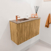Mondiaz JOYA-DLUX 71.6cm toiletmeubel - ronding rechts kleur Oak - Wastafel FAYE positie Links 1 kraangat kleur Arena. SW1423870