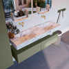 Mondiaz ALAN-DLUX Ensemble de meuble - 150cm - meuble Army mat - 2 tiroirs - Lavabo Cloud Glace suspendu - vasque Gauche et droite - 0 trous de robinet SW805979