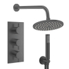 Crosswater MPRO Regendoucheset inbouw - 3 hendels - 20cm douchekop - handdouche - wandarm - slate gunmetal (antraciet) SW1472650