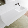 MONDIAZ LAGOM 130cm badmeubel solid surface talc 1 lade Wastafel cloud rechts zonder kraangat SW408917 MONDIAZ LAGOM 130cm badmeubel solid surface talc 1 lade Wastafel cloud rechts zonder kraangat SW408917