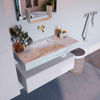 Mondiaz ALAN-DLUX Ensemble de meuble - 100cm - meuble Cale mat - 1 tiroir - Lavabo Cloud Frappe suspendu - vasque Centre - 0 trous de robinet SW805309
