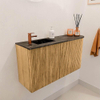 Mondiaz JOYA-DLUX 81.6cm toiletmeubel - ronding rechts kleur Oak - Wastafel FAYE positie Links 1 kraangat kleur Lava. SW1422093