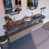 Mondiaz ALAN-DLUX Ensemble de meuble - 200cm - meuble Smoke mat - 2 tiroirs - Lavabo Cloud Lava suspendu - vasque Gauche et droite - 2 trous de robinet SW808106