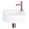 Differnz Cleo hoekfonteinset – 30x30x10 cm – keramiek wit – rechte koperen kraan SW373157