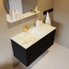 Mondiaz VICA-DLUX ensemble de meuble de salle de bain - 100cm - meuble sous-vasque urban - 2 tiroirs - lavabo encastré cloud gauche - 1 trou de robinet - version haute de 60cm - frape SW1088631