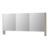 INK SPK3 Armoire de toilette - 160x14x74cm - 3 portes - miroir double face - étagère ouverte - interrupteur et prise de courant - MDF laqué gris cachemire mat SW798257
