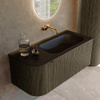 Mondiaz KURVE Ensemble de meuble de salle de bains - 105x46x40cm - 1 tiroir - 1 porte - vasque solid surface - droite - sans trou de robinet - Shadow SW1414187