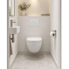 QeramiQ Dely Swirl Compact Ensemble WC - réservoir encastré QeramiQ flush - abattant 25 mm - plaque de commande en marbre blanc - boutons ronds - blanc brillant SW1590643