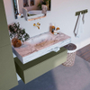 Mondiaz ALAN-DLUX Ensemble de meuble - 100cm - meuble Army mat - 1 tiroir - Lavabo Cloud Glace suspendu - vasque Centre - 0 trous de robinet SW806144