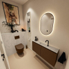 MONDIAZ TURE-DLUX Meuble toilette - 100cm - Rust - EDEN - vasque Opalo - position centrale - 1 trou de robinet SW1104529