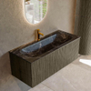 Mondiaz KURVE-DLUX Ensemble de meuble salle de bain - 110x46x40cm - 1 tiroir - lavabo en solid surface - milieu - 1 trou de robinet - Shadow SW1414660
