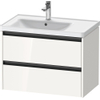 Duravit Ketho 2 meuble sous-lavabo avec 2 tiroirs pour vasque à poser à gauche 78.4x45.5x54.9cm avec poignées anthracite blanc brillant SW772944