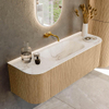 MONDIAZ KURVE-DLUX 140cm Meuble salle de bain avec module 25 G et D - couleur Oak - 1 tiroir - 2 portes - vasque BIG SMALL centre - sans trou de robinet - couleur Frappe SW1137333