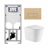 QeramiQ Dely Pack WC suspendu - 36.3x51.7cm - sans bride - bâti-support Geberit UP320 - abattant softclose - plaque de commande beige - boutons rectangulaires - blanc mat SW1164841
