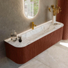 Mondiaz KURVE-DLUX Ensemble de meubles de salle de bains - 160x46x40cm - 1 tiroir - 2 portes - lavabo solid surface - centre - 1 trou de robinet - Ruby SW1415952