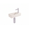 Saniclass Fuente Fontaine set - 40x22x10cm - solid surface blanc cassé - bonde - robinet de lavabo - siphon - chrome SW1587192