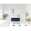 HR Matrix ensemble meuble de salle de bain 3d 100cm 1 tiroir sans poignée avec bandeau couleur noir mat avec vasque kube 2 trous de robinetterie blanc SW857058