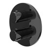 IVY Bond Pièce de finition - pour mitigeur thermostatique encastré - 1 robinet d'arrêt séparé - rosace ronde - Chrome noir PVD SW1030906