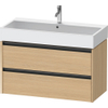 Duravit Ketho 2 meuble sous-lavabo avec 2 tiroirs 98.4x46x54.9cm avec poignées chêne naturel anthracite mat SW771782