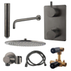 Adema Shower Set de douche à encastrer douche de tête 30cm avec bras mural complet Gunmetal SW519681 Adema Shower Set de douche à encastrer douche de tête 30cm avec bras mural complet Gunmetal SW519681
