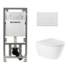 QeramiQ Salina Toiletset - rimless - Geberit inbouwreservoir - diepspoel wandcloset - softclose - quickrelease - bedieningspaneel - met rechthoekige knoppen - wit glans SW791646