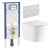 QeramiQ Dely Toiletset - Geberit UP720 inbouwreservoir - witte bedieningsplaat - toilet - zitting - glans wit SW1428841