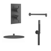 Crosswater MPRO Regendoucheset inbouw - 30cm hoofddouche - wandarm staafhanddouche - geborsteld slate gunmetal (antraciet) SW996329