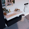 Mondiaz ALAN-DLUX Ensemble de meuble - 100cm - meuble Urban mat - 1 tiroir - Lavabo Cloud Opalo suspendu - vasque Gauche - 1 trou de robinet SW806489