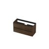 INK Wastafelonderkast - 100x40x52cm - 2 lades - greeploos - met houten keerlijst - MDF - Chocolate SW439205