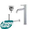 FugaFlow Eccelente Sobrado Kit mitigeur lavabo - robinet rehaussé - bonde nonobturable - siphon design - Chrome brillant SW1124189