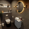 Mondiaz Fowy Meuble de toilette - 40x50x23cm - gris foncé mat - 1 trou de robinet - lavabo à gauche - 1 porte - solid surface - plan MDF - lavabo : Blanc / Noir SW760932