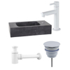 Fortifura Fuente fonteinset – rechthoekig – 40x22x9 cm – natuursteen zwart – mat witte kraan SW1419195