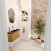 Mondiaz JOYA 73.2cm meuble de toilette - arrondi gauche et droite couleur Chêne - Vasque FAYE position Milieu Sans trou de robinet couleur Urban SW1421224