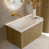 Mondiaz KURVE Ensemble meuble de salle de bains - 85x46x40cm - 1 tiroir - 1 porte - lavabo solid surface - gauche - sans trou de robinet - Dusk SW1414727