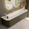 Mondiaz KURVE-DLUX Ensemble de meubles de salle de bains - 170x46x40cm - 1 tiroir - 2 portes - lavabo solid surface - central - sans trou de robinet - Shadow SW1414480