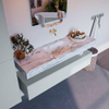 Mondiaz ALAN-DLUX Ensemble de meuble - 150cm - meuble Clay mat - 1 tiroir - Lavabo Cloud Glace suspendu - vasque Centre - 0 trous de robinet SW806276