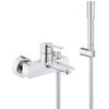 Grohe Lineare New badkraan met omstel en koppelingen met handdouche Sena met wanddouchehouder en doucheslang 150cm chroom SW97557 Grohe Lineare New badkraan met omstel en koppelingen met handdouche Sena met wanddouchehouder en doucheslang 150cm chroom SW97557