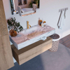 Mondiaz ALAN-DLUX Ensemble de meuble - 100cm - meuble Washed Oak mat - 1 tiroir - Lavabo Cloud Glace suspendu - vasque Centre - 1 trou de robinet SW808803