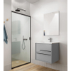Adema Prime Essential Ensemble de meuble - 60x55x46cm - 1 vasque ovale Blanc - 1 trou de robinet - 2 tiroirs - avec miroir rectangulaire - Greige SW925079