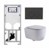 QeramiQ Dely Swirl Toiletset - 36.3x51.7cm - Geberit UP320 inbouwreservoir - met Burda frame - slim zitting - bedieningsplaat mat antraciet - ronde knoppen - mat wit SW1164772