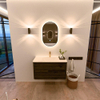 Mondiaz CIRO-DLUX Badkamermeubelset - 90x45x50cm - Solid surface wastafel Meli - 1 wasbak Midden - 1 kraangat - 2 lades - Shadow SW1532380