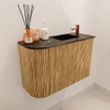 Mondiaz JOYA-DLUX 61.6cm toiletmeubel - ronding links kleur Oak - Wastafel FAYE positie Rechts 1 kraangat kleur Lava. SW1422061