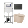 QeramiQ Dely Toiletset - 36.3x51.7cm - diepspoel - rimless - Geberit UP320 inbouwreservoir - softclose toilet zitting - 35mm - bedieningsplaat antraciet mat - rechthoekige knoppen - mat beige SW1236500