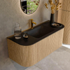 MONDIAZ KURVE 110cm Meuble salle de bain avec module 25 G et D - couleur Oak - 1 tiroir - 2 portes - vasque CLOUD centre - 1 trou de robinet - Urban SW1138361