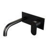 BRAUER Black Edition Wastafelmengkraan inbouw - gebogen uitloop links - hendel breed plat - inclusief inbouwdeel - afdekplaat - model C 1 - mat zwart SW385392