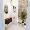 Mondiaz JOYA-DLUX 71.6cm toiletmeubel - ronding rechts kleur Walnut - Wastafel FAYE positie Links 1 kraangat kleur Oza. SW1424599