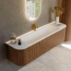 MONDIAZ KURVE 170cm Meuble salle de bain avec module 25 G et D - couleur Walnut - 1 tiroir - 2 portes - vasque BIG LARGE centre - 1 trou de robinet - Talc SW1138310